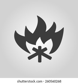 The fire icon. Bonfire symbol. Flat Vector illustration