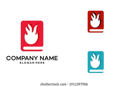 Fire Icon Book Logo Design