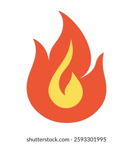 fire icon with bright orange and yellow flames against a white background 