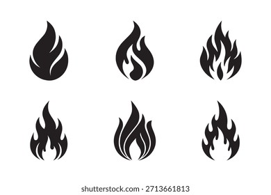 Fire Icon Bundle - Limpar símbolos de chama preta mínimos