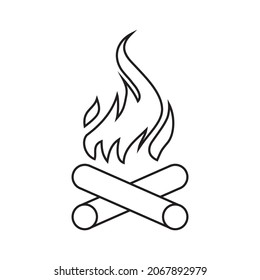 The fire icon. Burning wood, folded crosswise. Vector illustration isolated on a white background for design and web.
