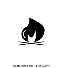 Fire icon. Camp fire icon. New trendy art style fire vector illustration symbol.