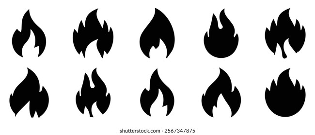 Fire Icon. Campfire icon, bonfire vector silhouette, fire vector