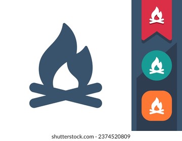 Fire Icon. Camping, Flame, Camp, Campfire. Professional, pixel perfect vector icon.