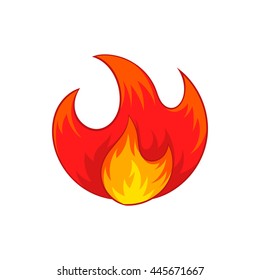 Fire icon in cartoon style isolated on white background. Burning symbol