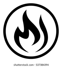 Fire icon in circle on white background