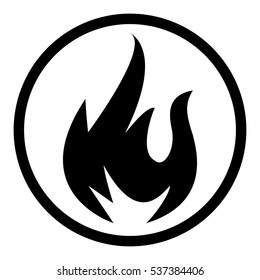 Fire icon in circle on white background