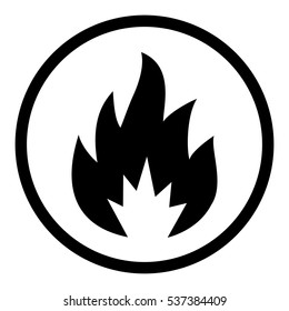 Fire icon in circle on white background
