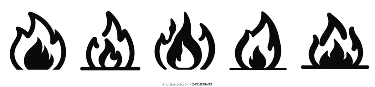 Fire icon collection. Fire flame symbol. Fire vector icon illustration sign	

