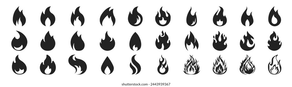 Fire icon collection. Fire flame symbol. Red hot fire, flame heat or spicy food symbol flat vector icon for apps and websites