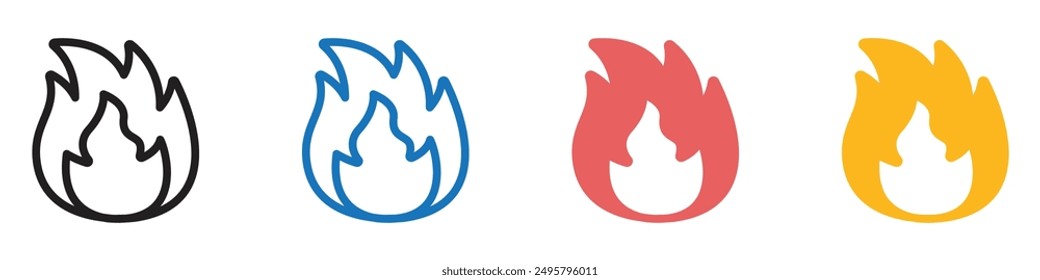 Fire icon collection set on white background color