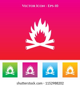 Fire Icon in Colored Square box. eps-10