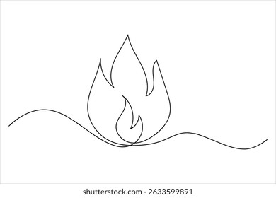 Fire icon continuous one line drawing minimalist style isolate simple outline vector illustration