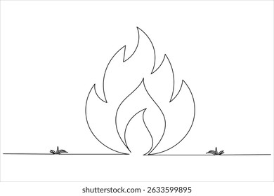 Feuersymbol durchgehende einzeilige Zeichnung minimalistischen Stil isolieren einfache Kontur Vektorgrafik