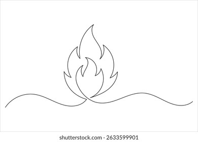 Feuersymbol durchgehende einzeilige Zeichnung minimalistischen Stil isolieren einfache Kontur Vektorgrafik