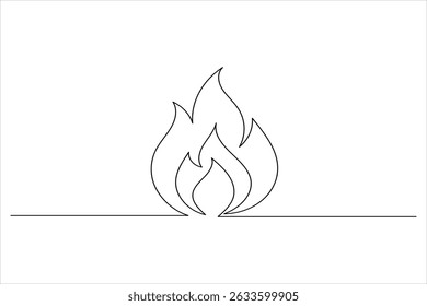 Fire icon continuous one line drawing minimalist style isolate simple outline vector illustration
