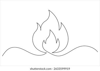 Fire icon continuous one line drawing minimalist style isolate simple outline vector illustration