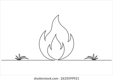 Fire icon continuous one line drawing minimalist style isolate simple outline vector illustration