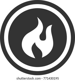 Fire icon , dark circle sign design