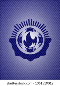 fire icon with denim texture
