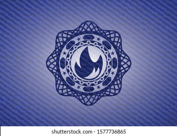 fire icon with denim texture