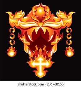 Fire Icon Devil Black Background