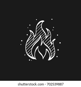 Fire Icon In Doodle Sketch Lines. Flame Hot Item Business