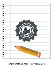fire icon draw with pencil effect. Vector Illustration. Detailed.