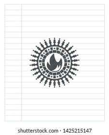 fire icon draw (pencil strokes). Vector Illustration. Detailed.
