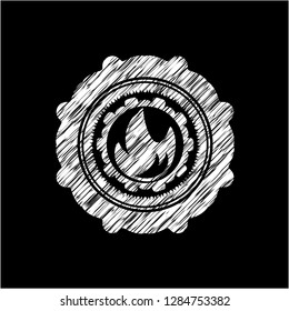 fire icon drawn on a blackboard