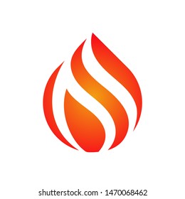 Fire icon droplet shape logo concept vector