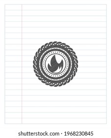 Feuersymbol mit Bleistift-Effekt. Vektorgrafik. Detaillierte Angaben. 
