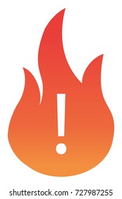 Fire icon with an exclamation point vector isolated