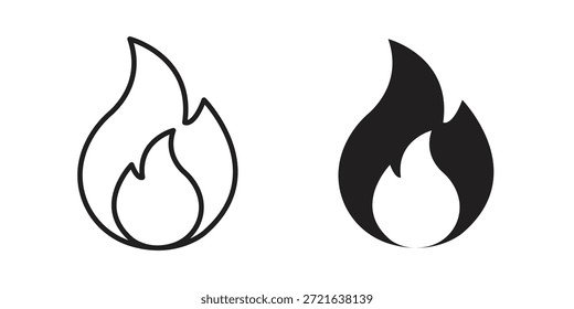 Fire icon in filled, thin line, stroke style for website and apps