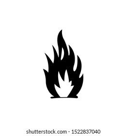 Fire icon. Fire flame black icon isolated on white background. Simple vector illustration for web design