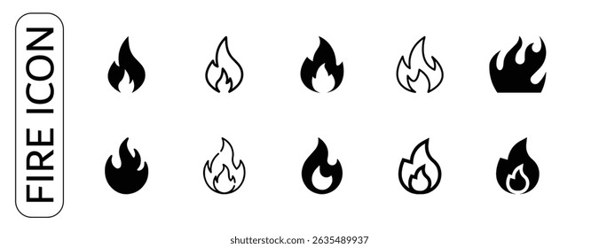 Fire icon, flame icon, burn icon.