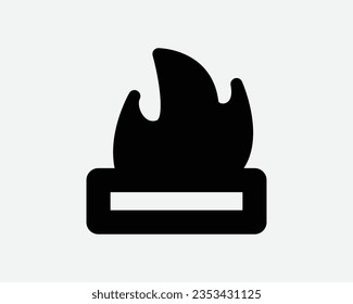 Fire Icon Flame Heat Burn Burning Warm Passion Campfire Flames Hot Blaze Flammable Bonfire Blazing Furnace Cook Cooking Black Shape Sign Symbol Vector