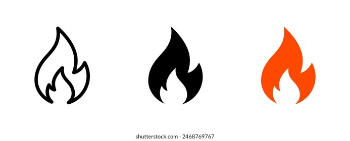 Fire icon. Flame symbol. Fiery burn sign. Flammable gas illustration isolated.