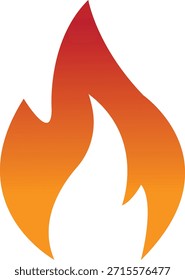 Ícone de fogo com símbolos de chama em gradiente, plano, estilo, queima de calor explosão ilustração de energia para segurança de aviso de risco design de IU e gráficos de emergência
