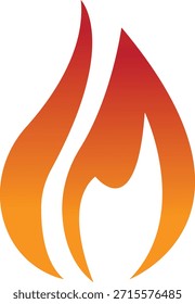 Icono de fuego con símbolos de llama en gradiente, plano, estilo, ilustración de energía de llama de calor ardiente para advertencia de seguridad Diseño de interfaz de usuario y gráficos de emergencia