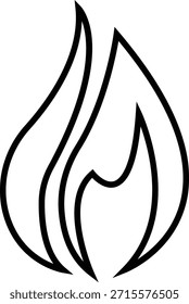 Ícone de fogo com símbolos de chama em gradiente, linha preta, estilo, grupo de ilustração de energia de chamas de calor de queima para design de IU de risco de aviso de segurança e gráficos de emergência
