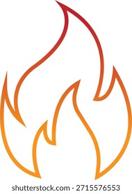 Icono de fuego con símbolos de llama en gradiente, línea, estilo, ilustración de energía de llama de calor ardiente para advertencia de seguridad Diseño de interfaz de usuario y gráficos de emergencia