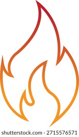 Fire icon with flame symbols in gradient, line, style, burning heat blaze energy illustration for safety warning hazard UI design and emergency graphics