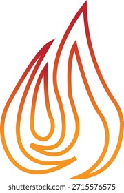 Icono de fuego con símbolos de llama en gradiente, línea, estilo, ilustración de energía de llama de calor ardiente para advertencia de seguridad Diseño de interfaz de usuario y gráficos de emergencia