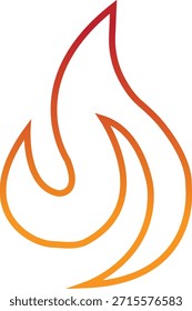 Icono de fuego con símbolos de llama en gradiente, línea, estilo, ilustración de energía de llama de calor ardiente para advertencia de seguridad Diseño de interfaz de usuario y gráficos de emergencia