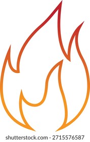 Icono de fuego con símbolos de llama en gradiente, línea, estilo, ilustración de energía de llama de calor ardiente para advertencia de seguridad Diseño de interfaz de usuario y gráficos de emergencia
