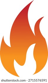 Icono de fuego con símbolos de llama en gradiente, plano, estilo, ilustración de energía de llama de calor ardiente para advertencia de seguridad Diseño de interfaz de usuario y gráficos de emergencia