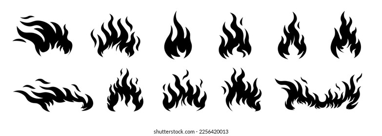 Fire icon. Flame vector. Fire set. 