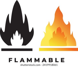 Fire icon. Flammable icon gradient and  flat style. isolated on white background
