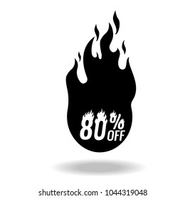 Fire Icon. Flat black pictogram. Illustration symbol. with interest